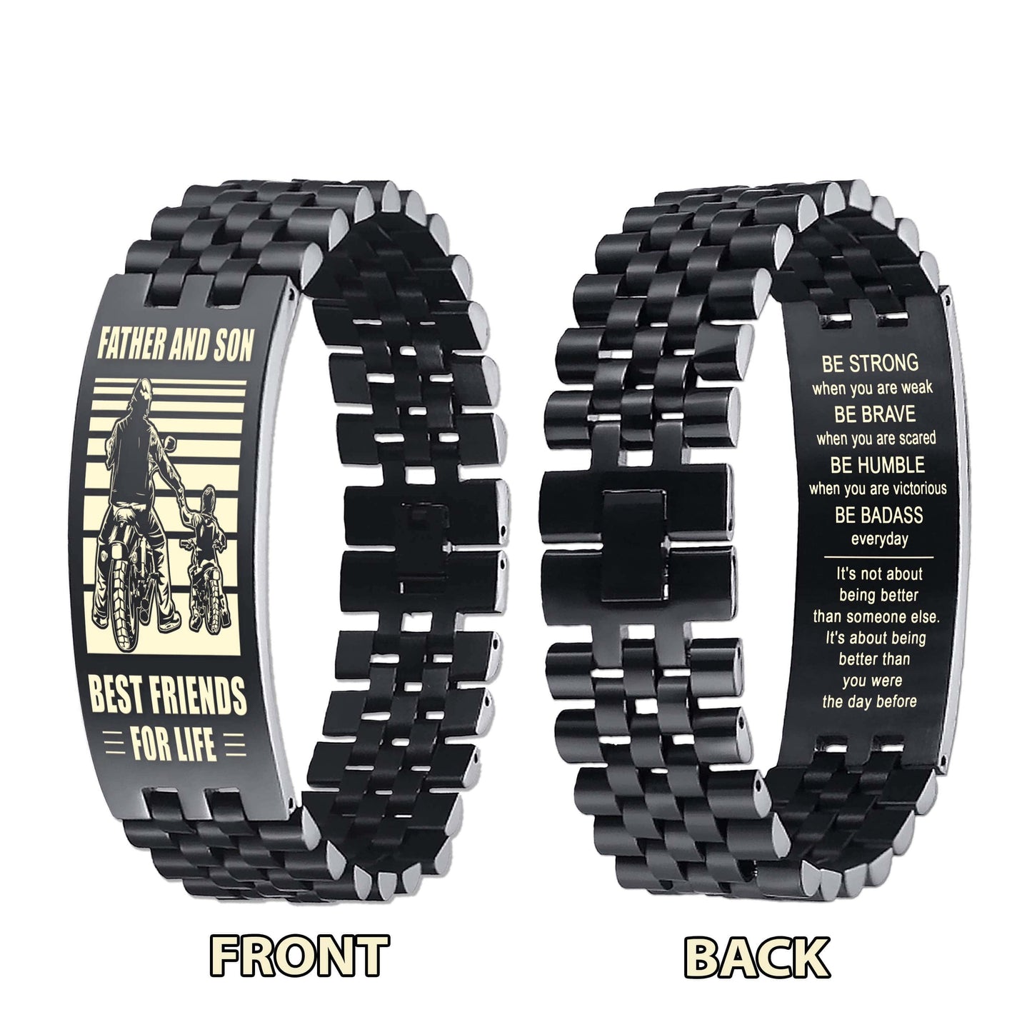 Viking ANT Personalized Double Sided Bracelet Father And Son Best Friends For Life - Message on the back side