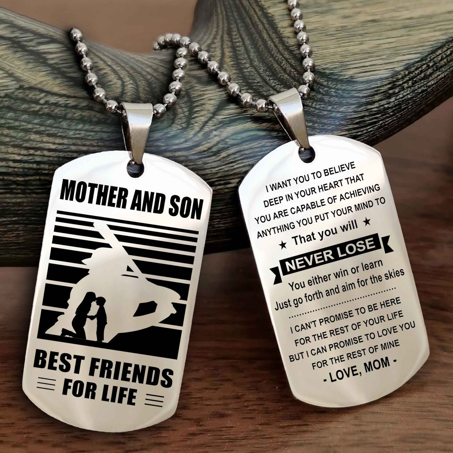 Sport Personalized Double Sided Dog Tag Father And Son Best Friend For Life - You Will Never Lose You Either Win Or Learn
