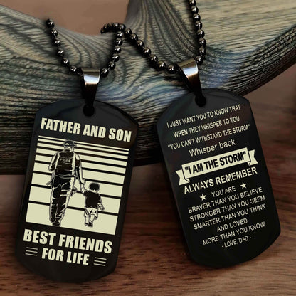 Samurai Personalized Double Sided Dog Tag Silver To My Son I Love You - Whisper Back I'm The Storm
