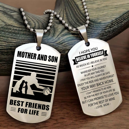 Sport Personalized Double Sided Dog Tag Father And Son Best Friend For Life - Never Forget Your Way Back Home