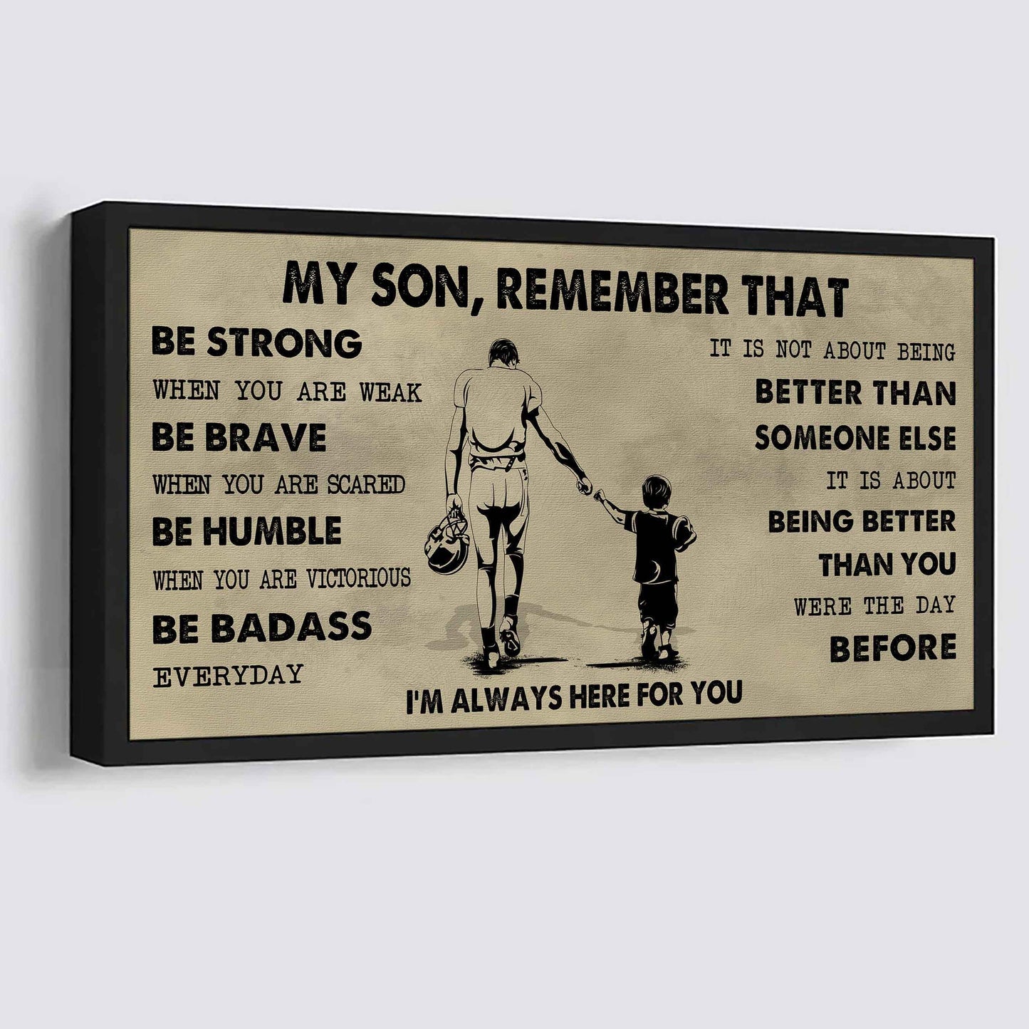 Personalized Sport Poster Canvas - My Son Remember That Be Strong When You Are Weak Be Badass Everyday