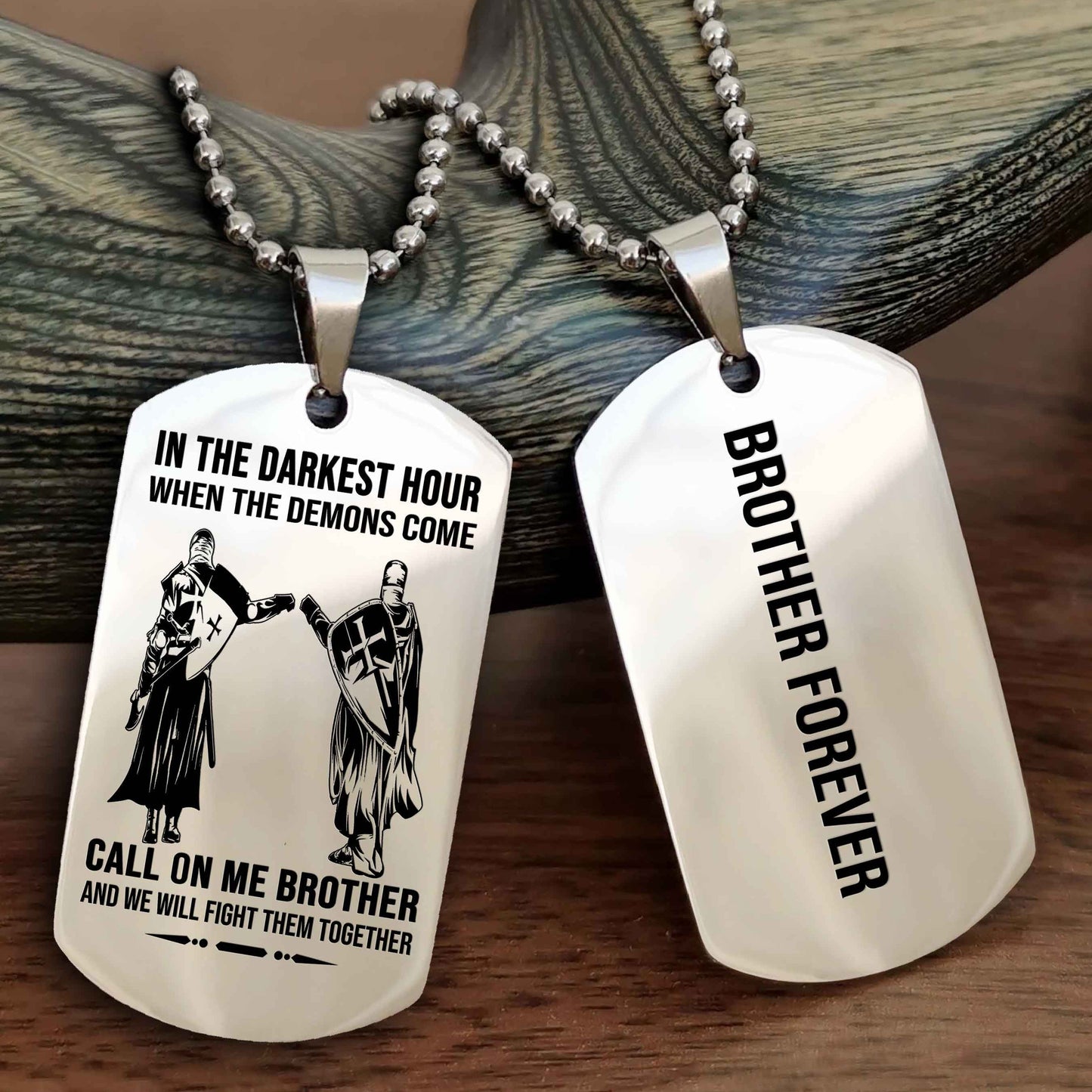 Samurai customizable engraved black dog tag double sided gift from brother, brother forevers