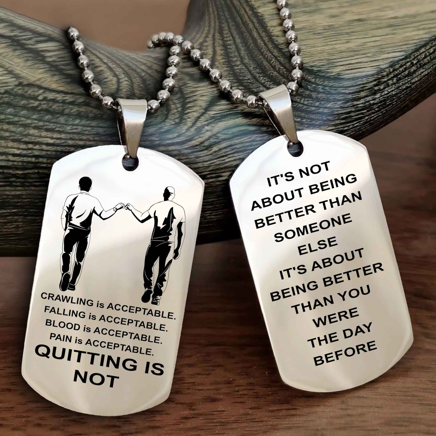 Spartan Double Sided Dog Tag Quiting Is Not It Is About Being Better Than You Were The Day Before