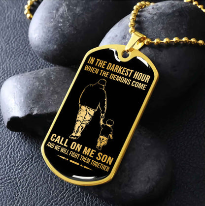 DRB Military Chain Silver Plated 18K Gold Plated Call On Me Son Gift For Your Son