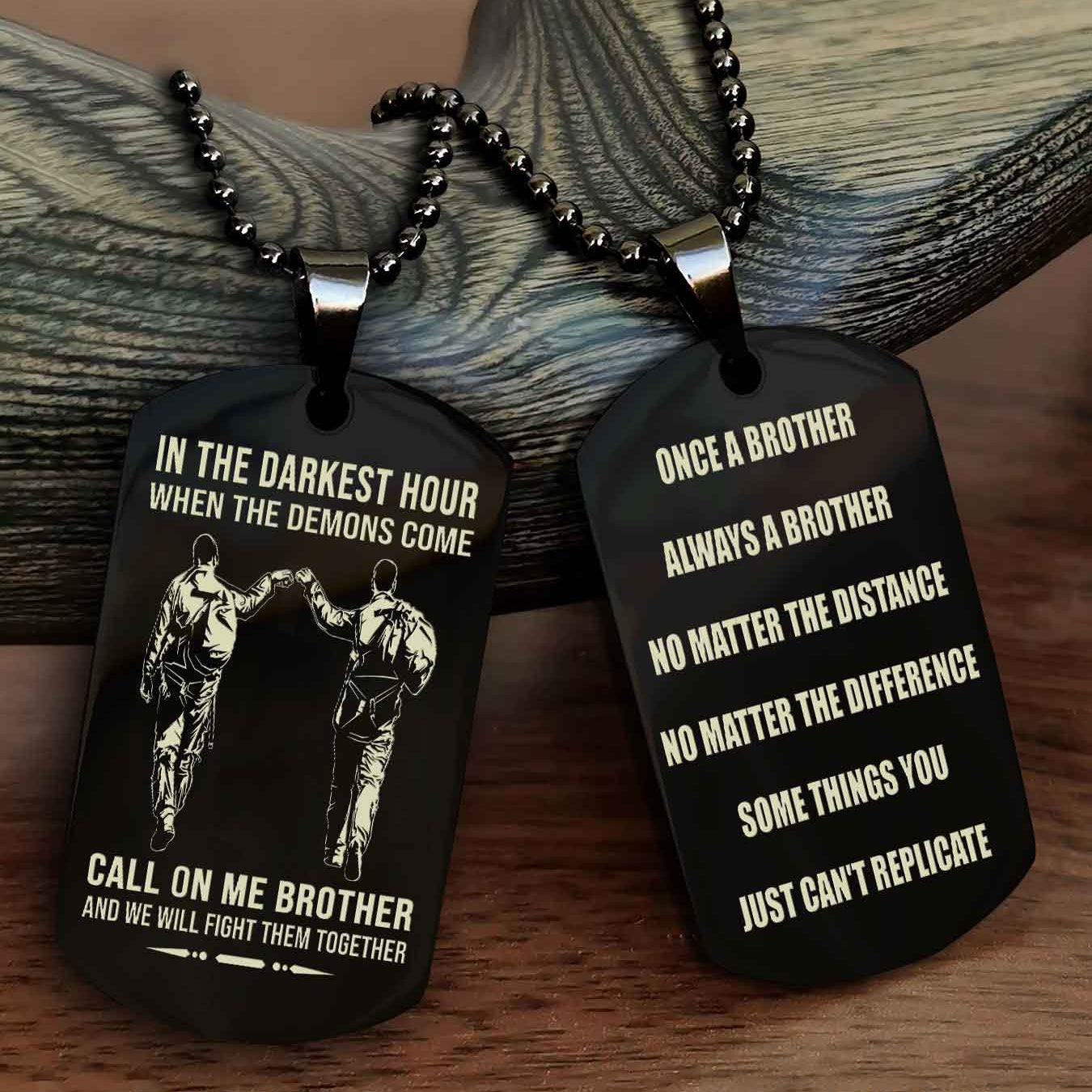 Cowboy Customizable engraved dog tag double sided gift from brother Once A Brother Always A Brother