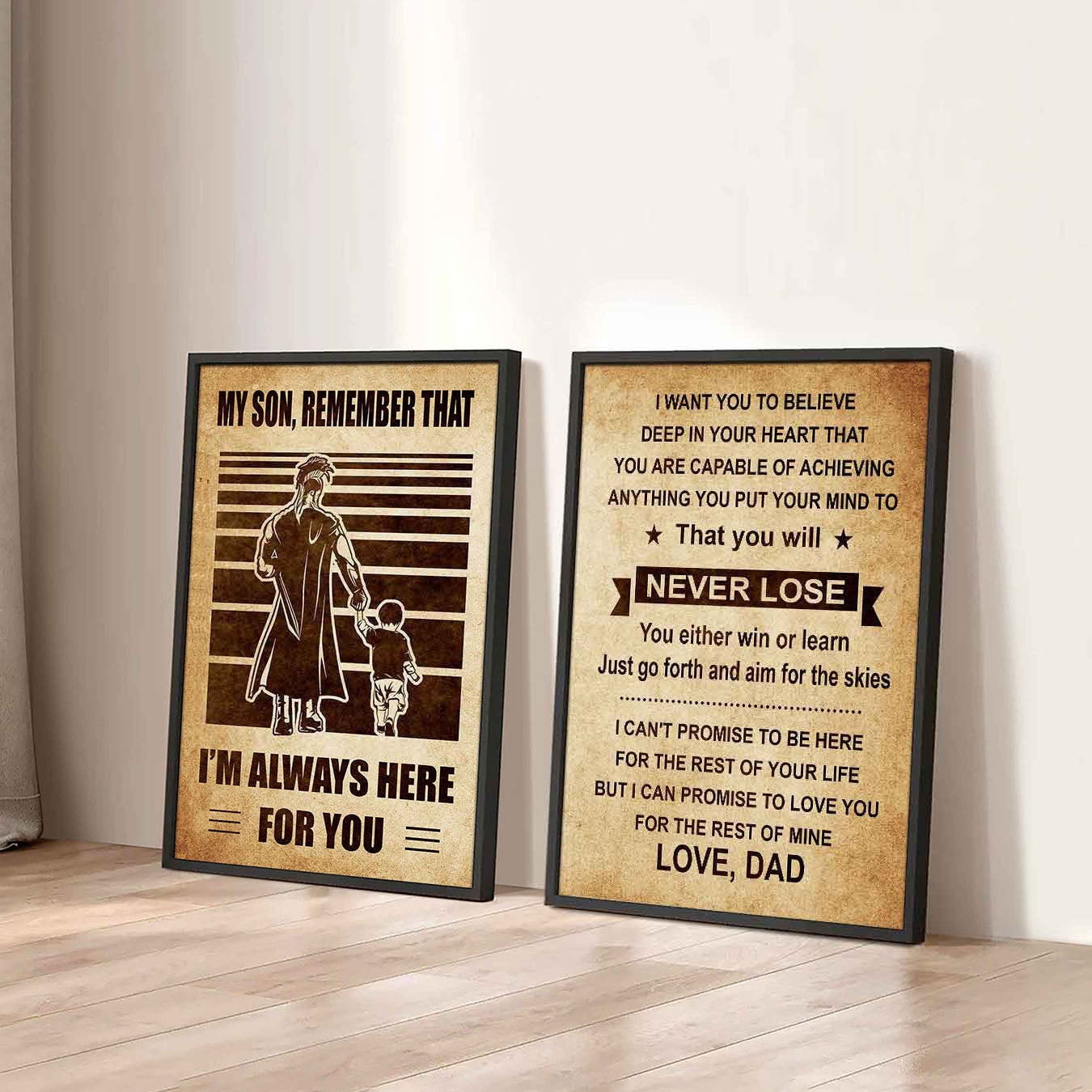 Combo 2 DRB Poster Canvas My Son Remember That - You Will Never Lose You Either Win Or Learn