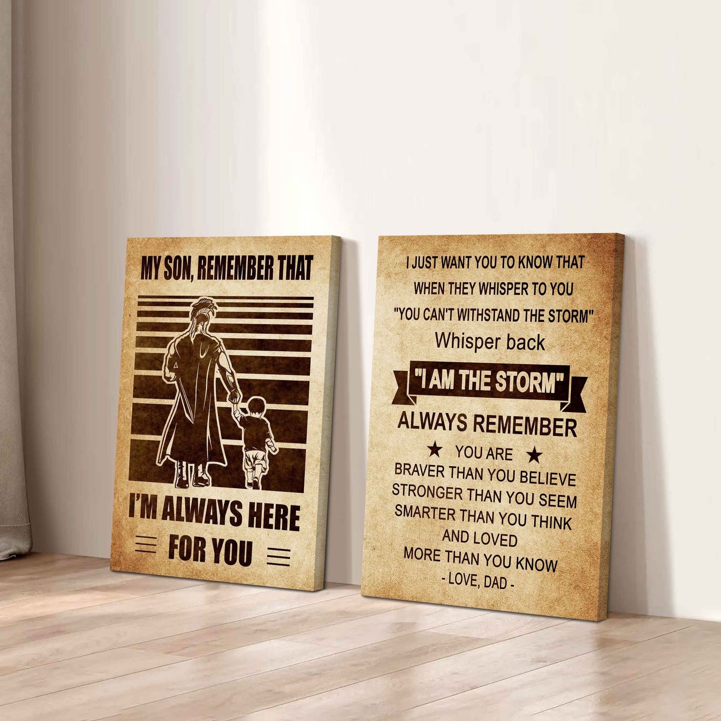 Combo 2 DRB Poster Canvas My Son Remember That - Whisper Back I'm The Storm