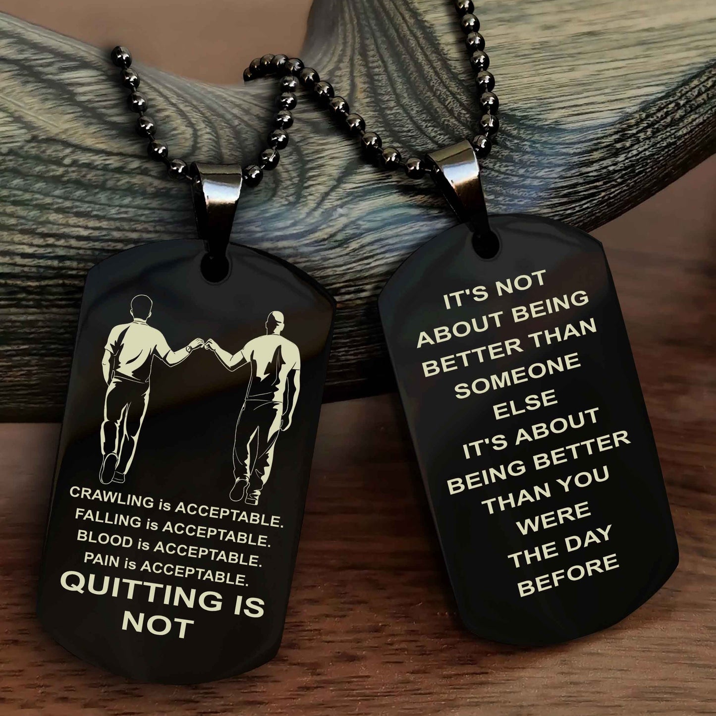 Spartan Double Sided Dog Tag Quiting Is Not It Is About Being Better Than You Were The Day Before