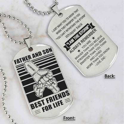 Family Fist Bump Team 3 Personalized Double Sided Dog Tag Father  And Son Best Friends For Life - Message on the back side