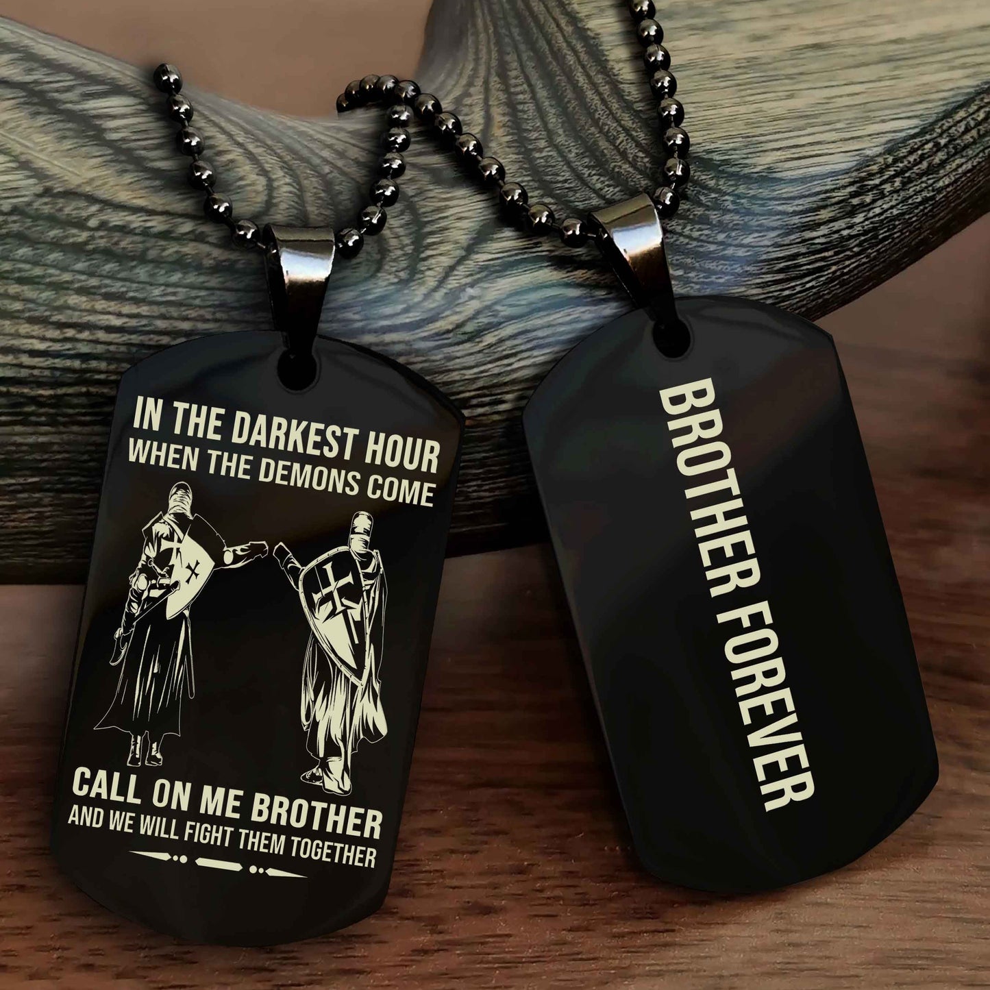 TWD Customizable engraved black dog tag double sided gift from brother, brother forevers