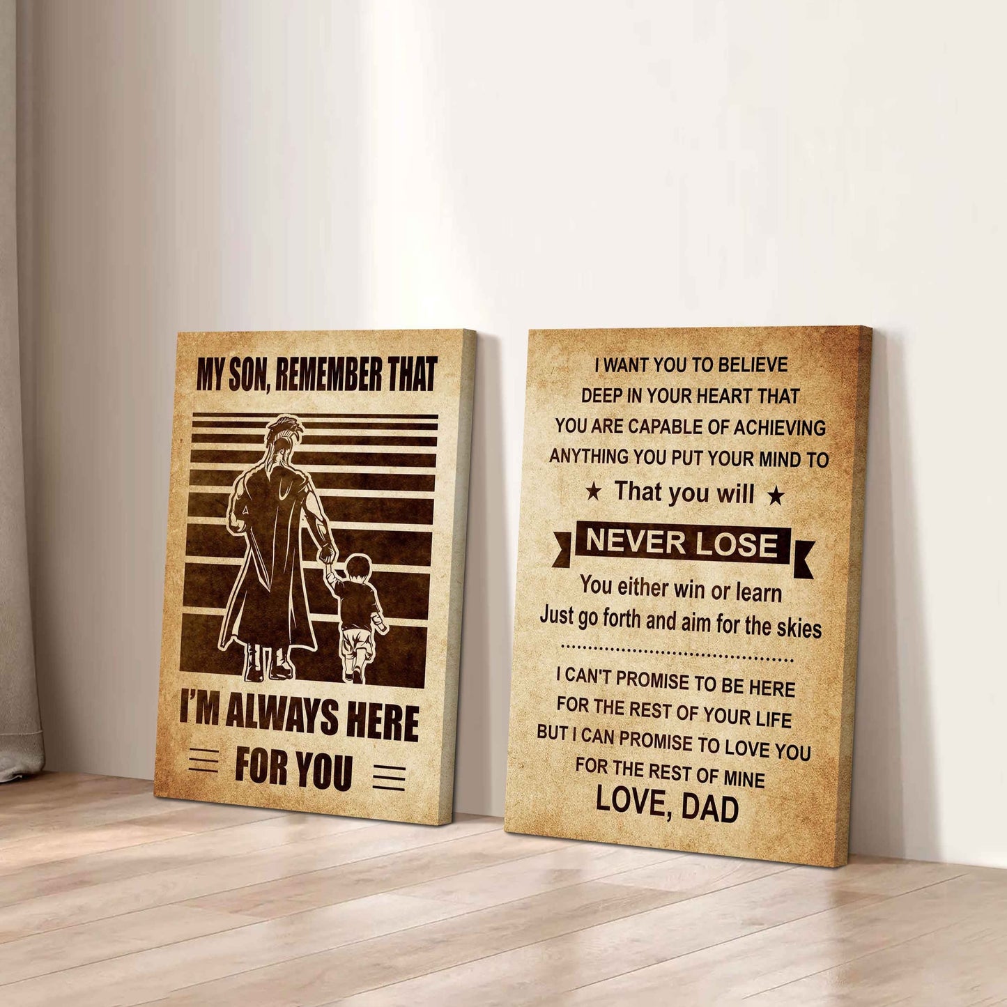 Combo 2 Sport Poster Canvas My Son Remember That - You Will Never Lose You Either Win Or Learn