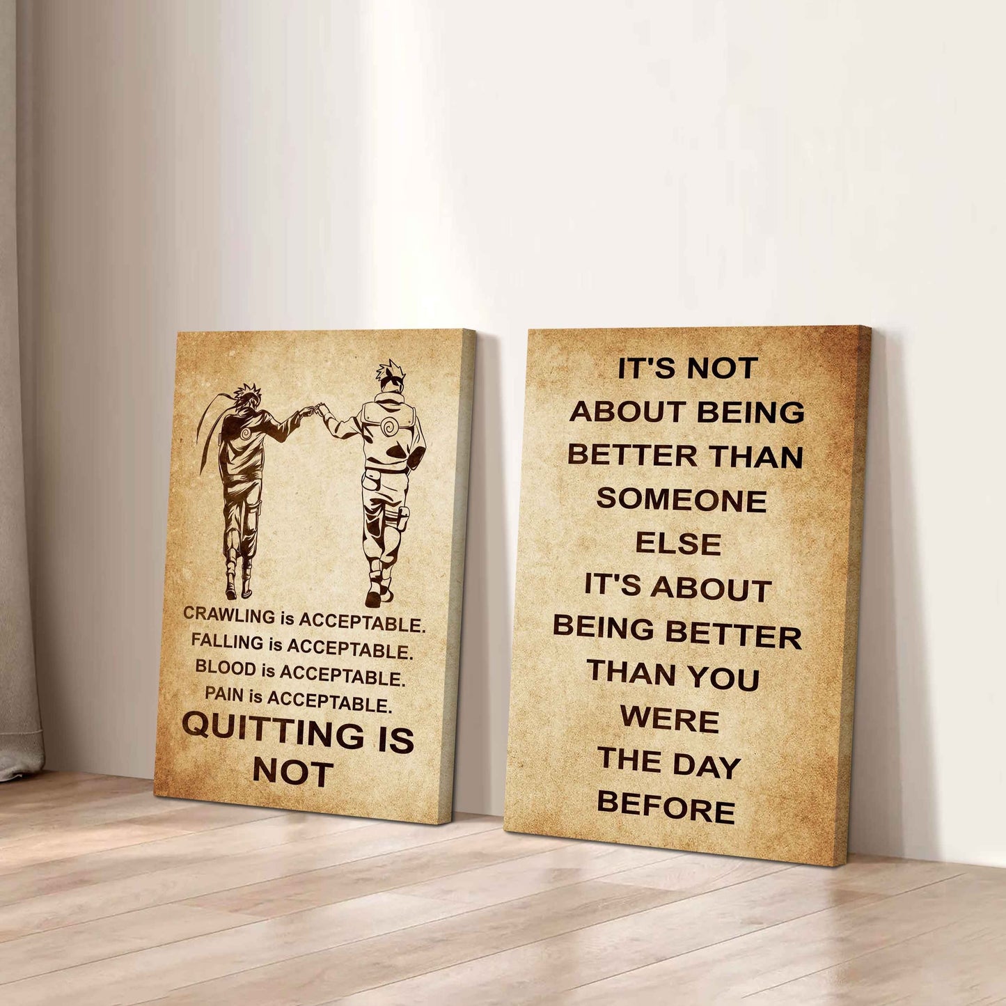 Combo 2 DRB Poster Canvas Quitting Is Not - It's Not About Being Better Than Someone Else It's About Being Better Than You Were The Day Before