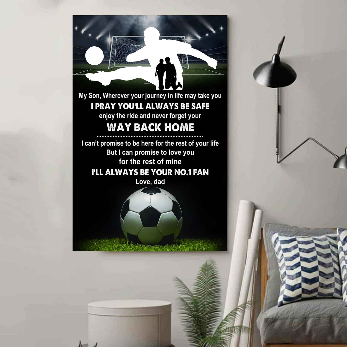 Baseball Poster Canvas Dad To Son - Never Forget Your Way Back Home I Will Always Your No 1 Fan