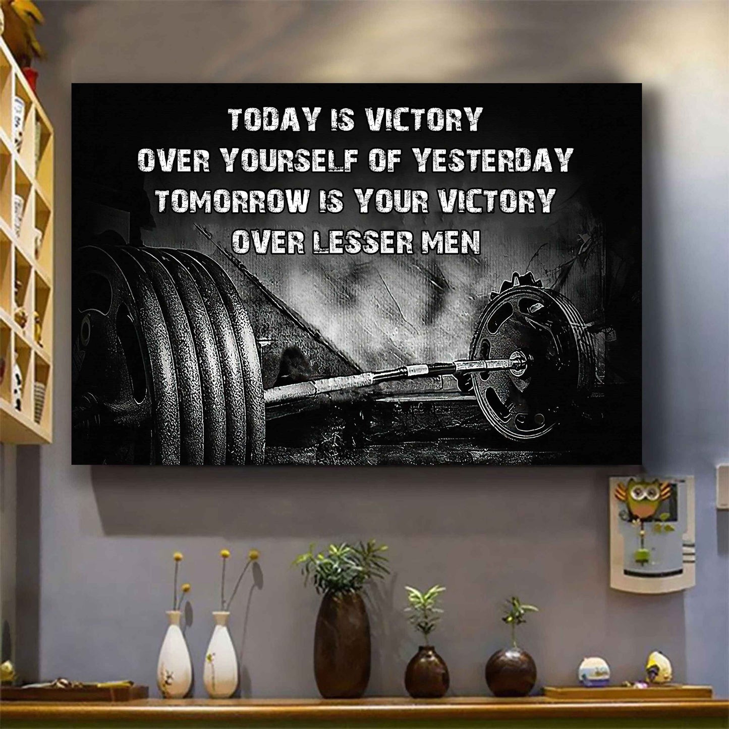 Sport Poster Canvas Today Is Victory Over Your Self Best Gift With Motivation Quotes