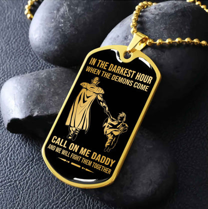 DRB Military Chain Silver Plated 18K Gold Plated Call On Me Daddy Gift For Your Dad