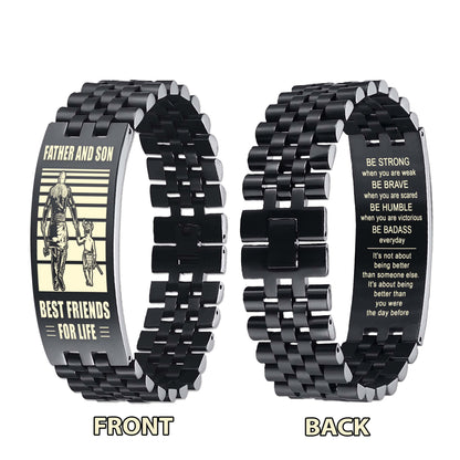 Samurai STO Personalized Double Sided Bracelet Father And Son Best Friends For Life - Message on the back side