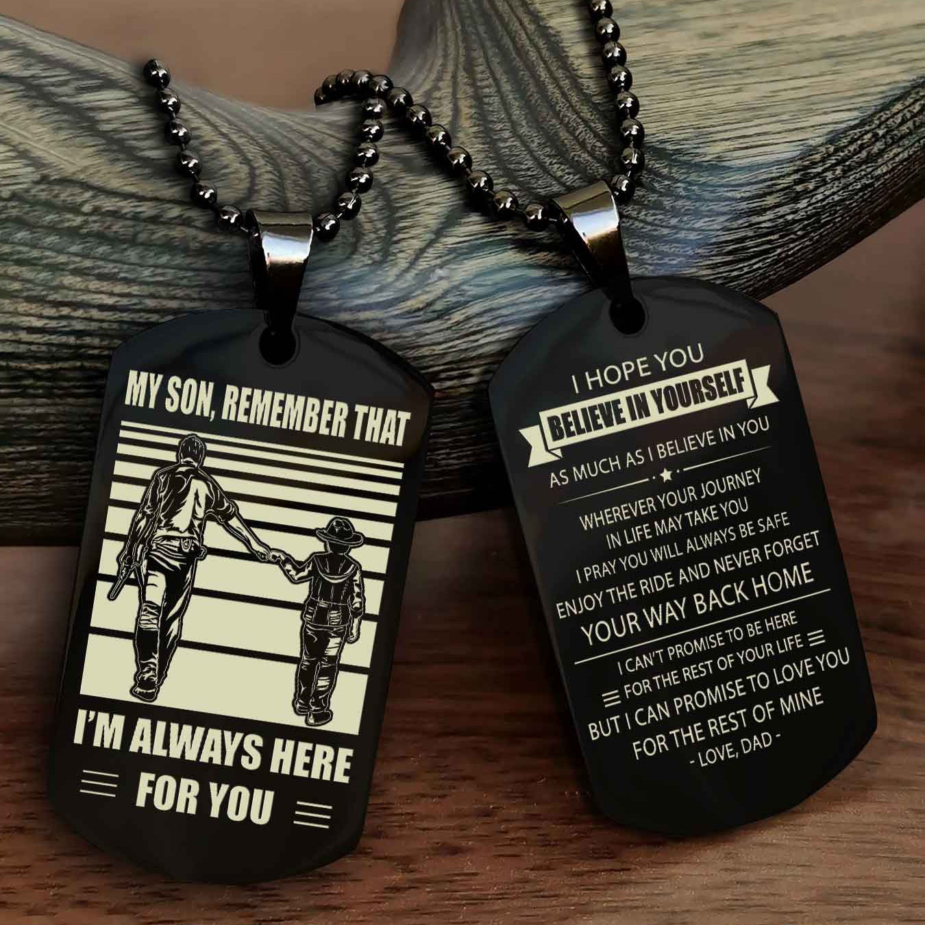 TWD Personalized Double Side Dog Tag From Father To Son With Message On The Back Gift For Your Son