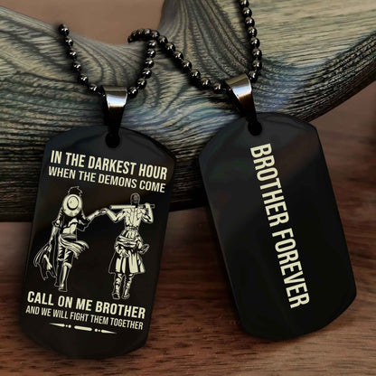 Samurai customizable engraved black dog tag double sided gift from brother, brother forevers