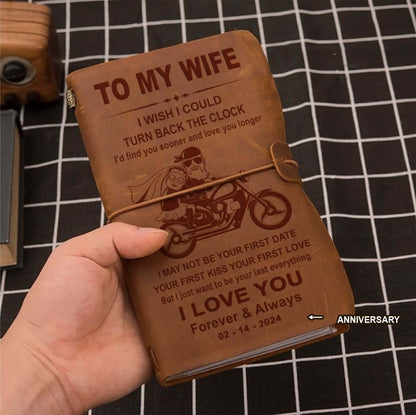Biker Customizable vintage journal notebook, gifts from husband to wife -Let's go riding