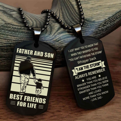 Samurai Personalized Double Sided Dog Tag Silver To My Son I Love You - Whisper Back I'm The Storm