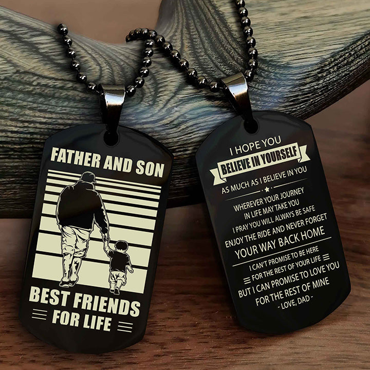 Viking Personalized Double Sided Dog Tag Silver To My Son I Love You - Enjoy The Ride And Never Forget Your Way Back Home From