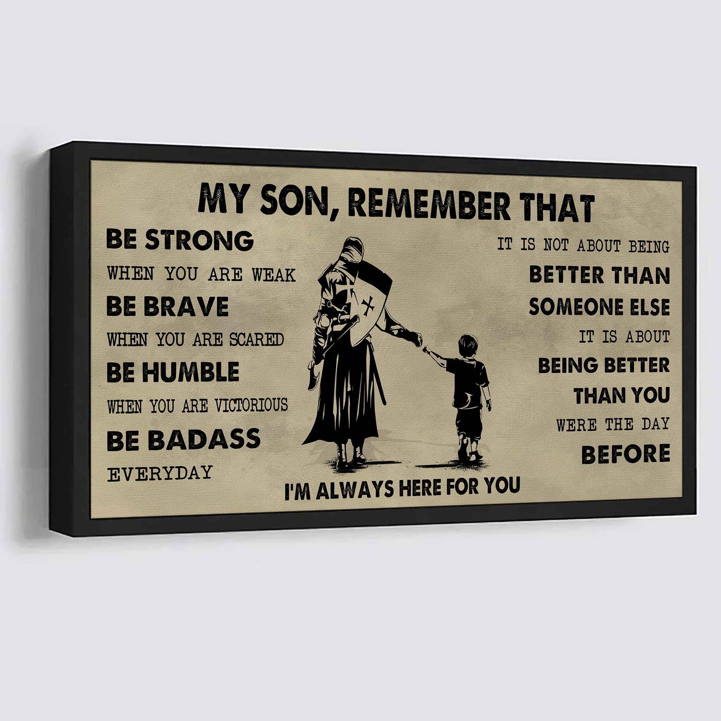 Personalized DRB Poster Canvas - My Son Remember That Be Strong When You Are Weak Be Badass Everyday
