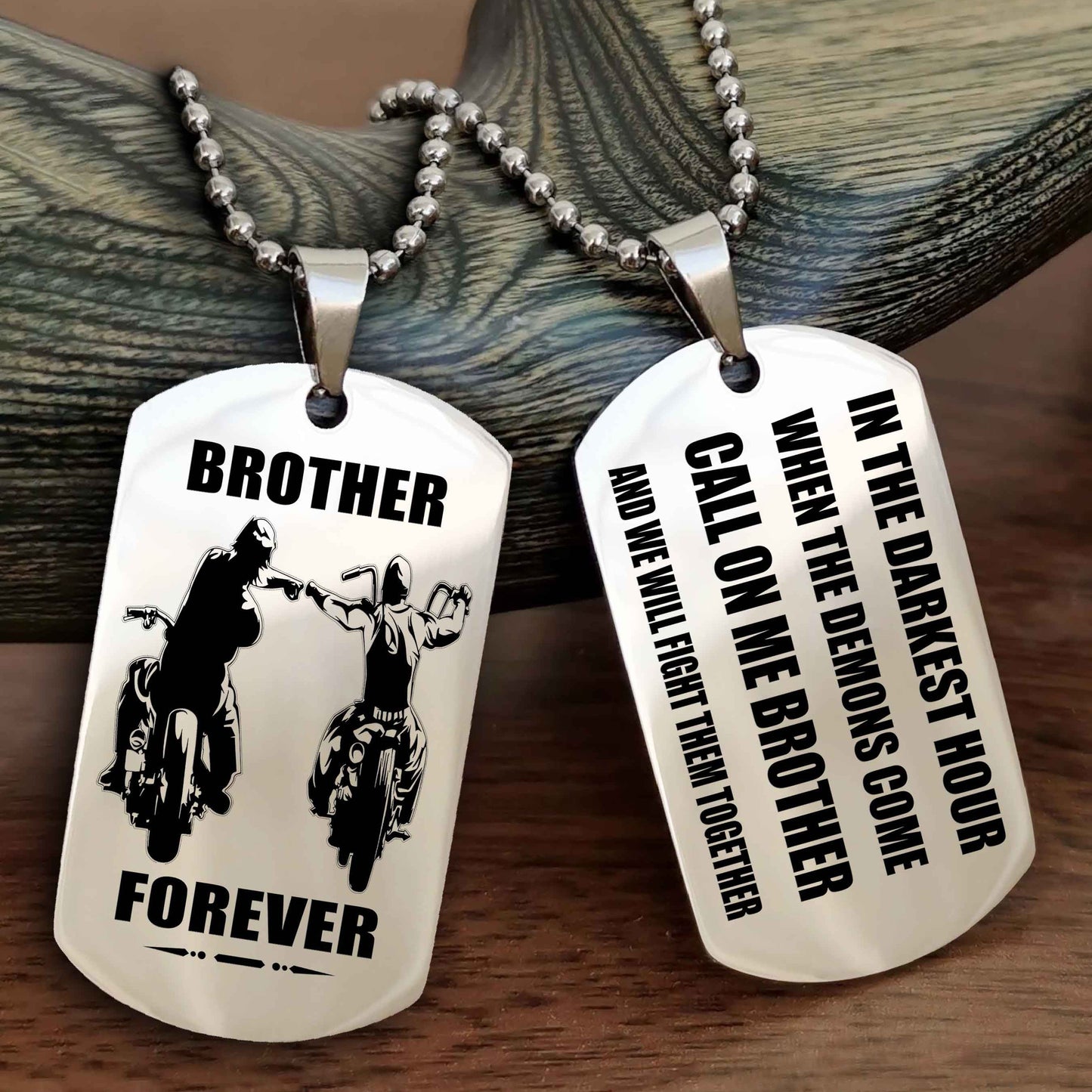 TWD Engraved Double Sided Dog Tag Call On Me Brother NAG Brothers Forever We Will Fight Them Together
