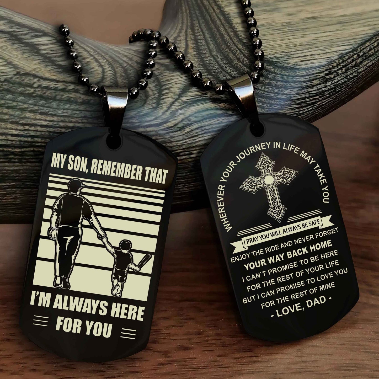 DRB Cross Double Sided Dog Tag My Son Remember That - Gift For Son Enjoy The Ride Never Forget Your Way Back Home