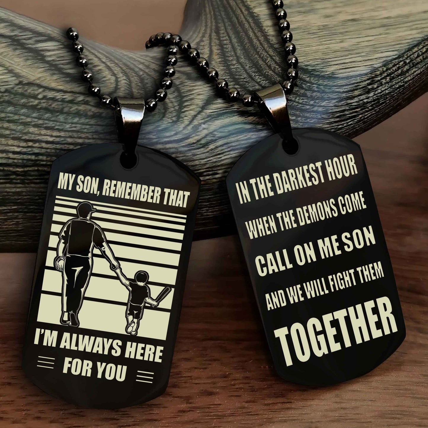 DRB Personalized Double Sided Dog Tag My Son Remember That I Will Always Here Call On Me Son And We Will Fight Them Together