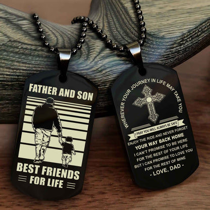 Samurai Cross Double Sided Dog Tag Father And Son Best Friend For Life - Gift For Son Never Forget Your Way Back Home