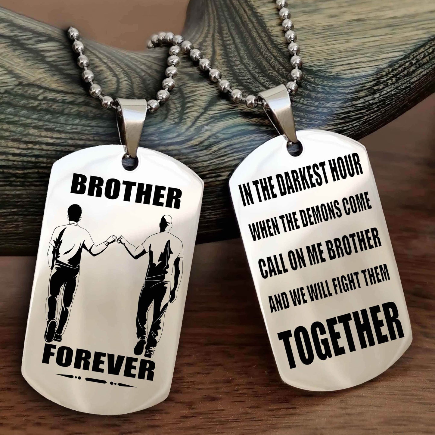 DRB 3 Brother Personalized Double Sided Dog Tag For My Brother - Call On Me Brother And We Will Fight Them Together Gift For Your Friend
