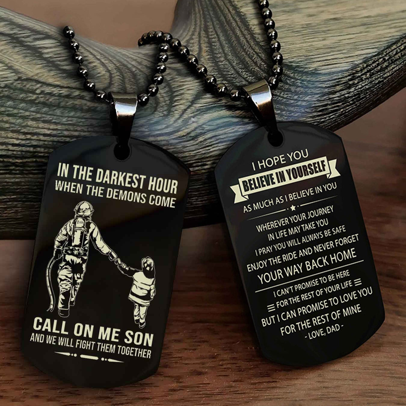 DRB Double Sided Dog Tag Call On Me Son - Gift For Son From Dad Never Forget Your Way Back Home