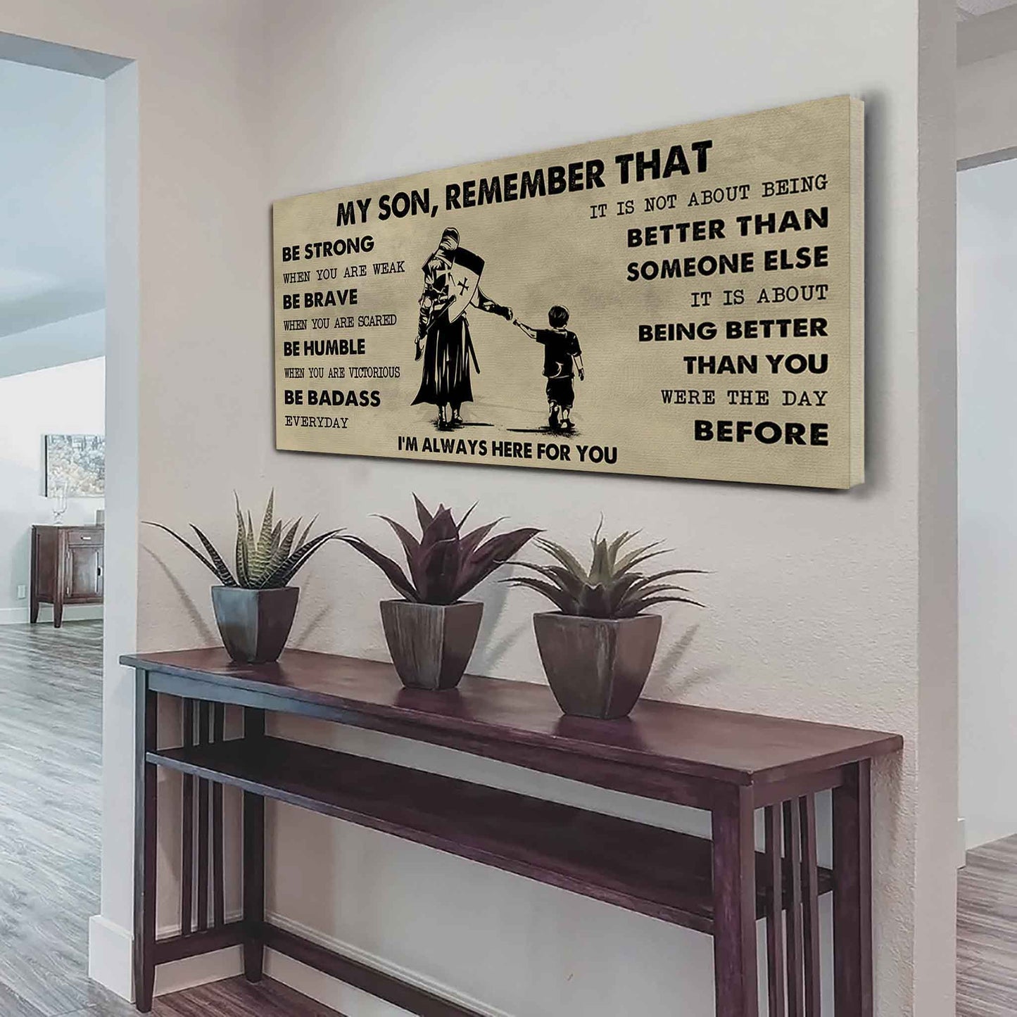 Personalized DRB Poster Canvas - My Son Remember That Be Strong When You Are Weak Be Badass Everyday
