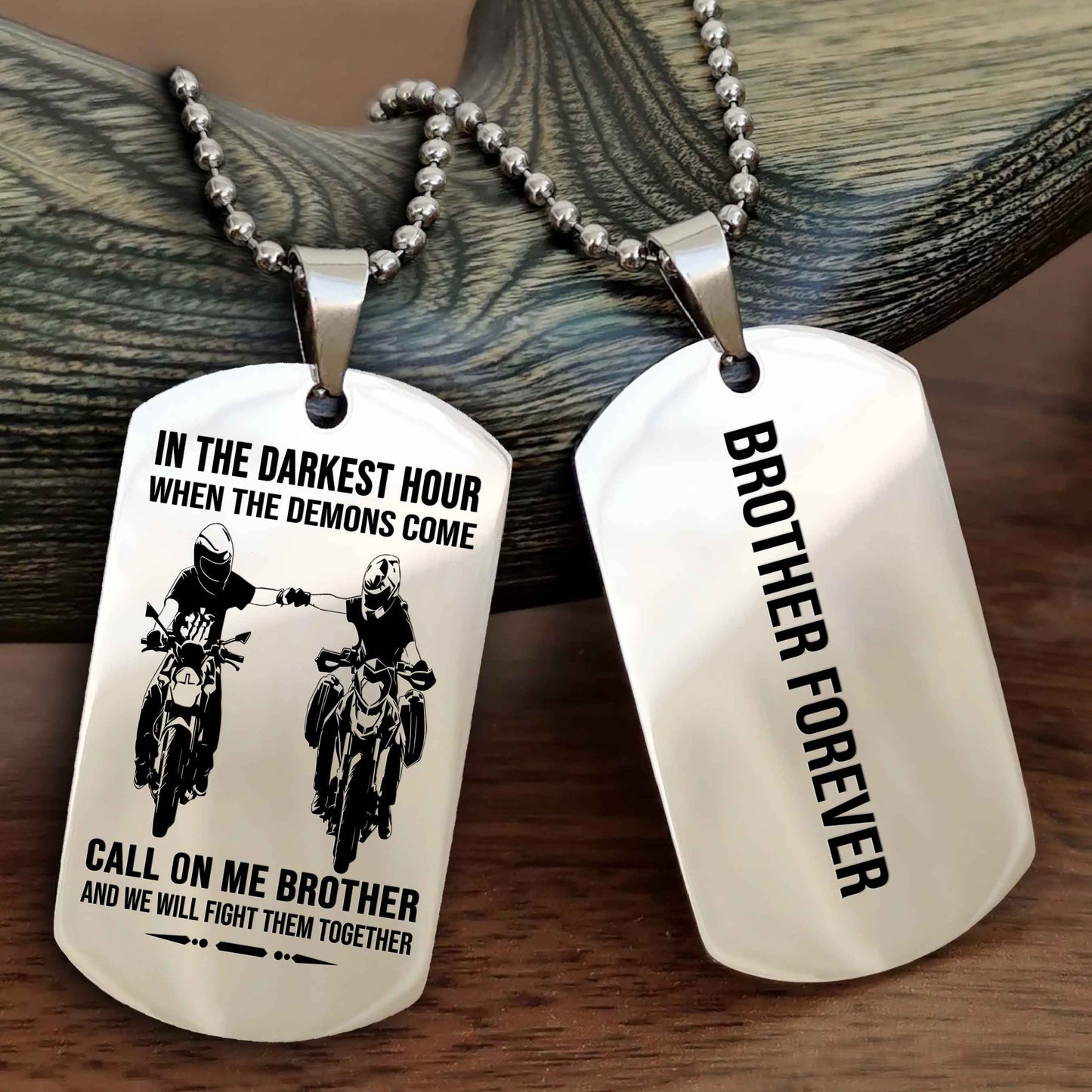 Samurai customizable engraved black dog tag double sided gift from brother, brother forevers