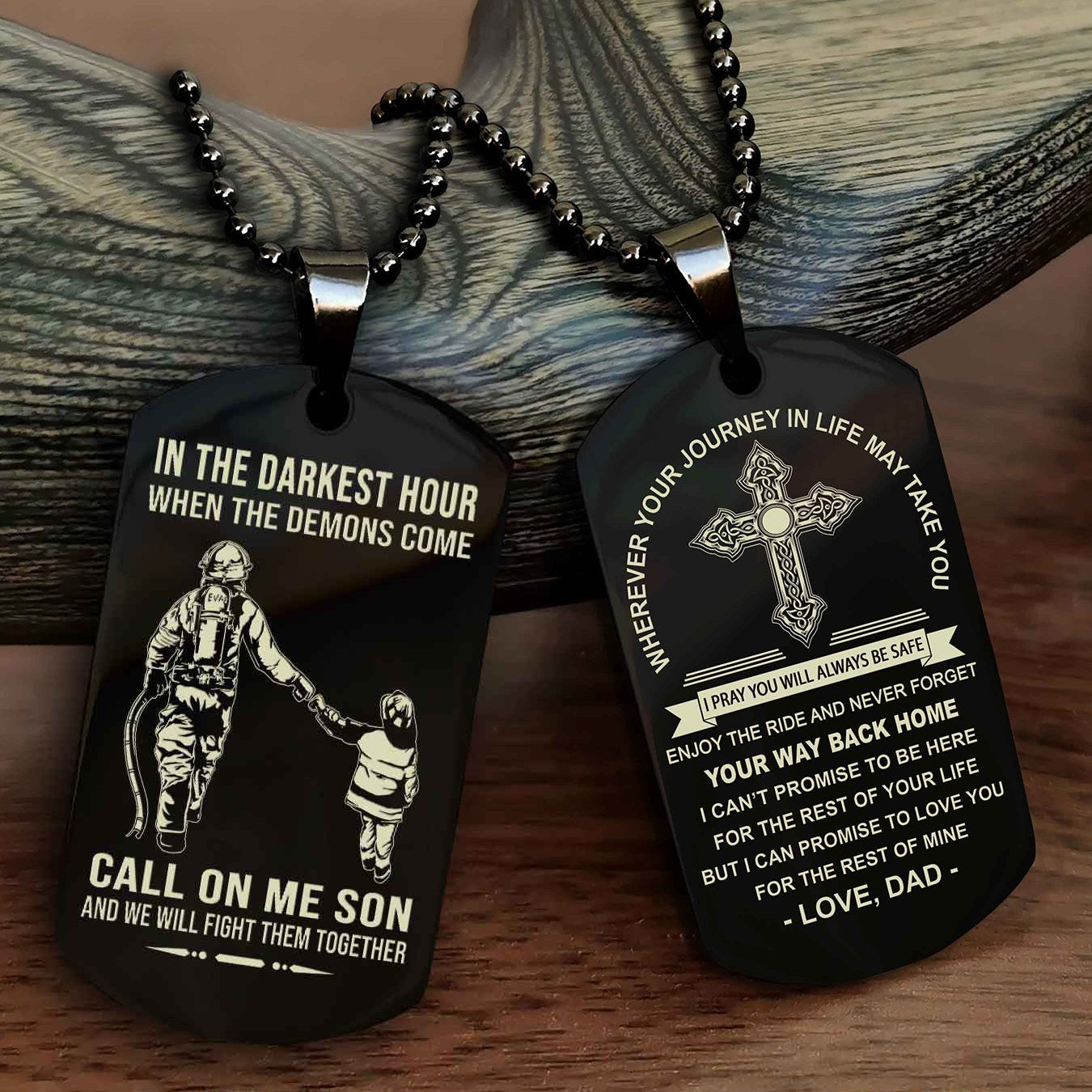 Knight Templar Double Sided Cross Dog Tag Call On Me Son - Gift For Son From Dad Your Way Back Home
