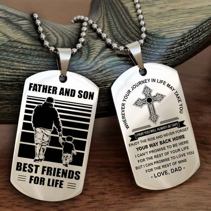Samurai Cross Double Sided Dog Tag Father And Son Best Friend For Life - Gift For Son Never Forget Your Way Back Home