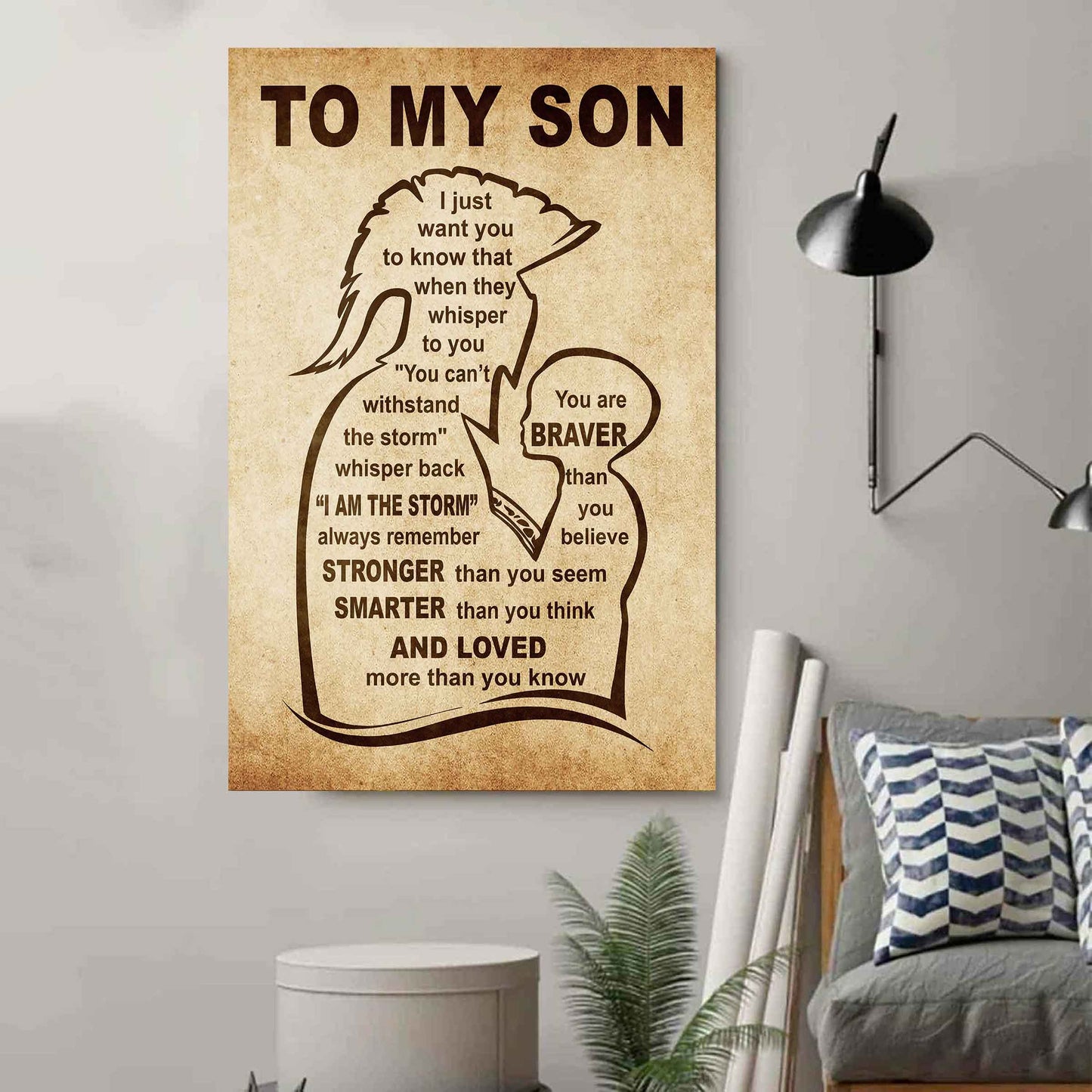 Personalized Family Poster Canvas I Just Want You To Know That - I Am The Storm To My Son Gift From Dad Gift For Your Son