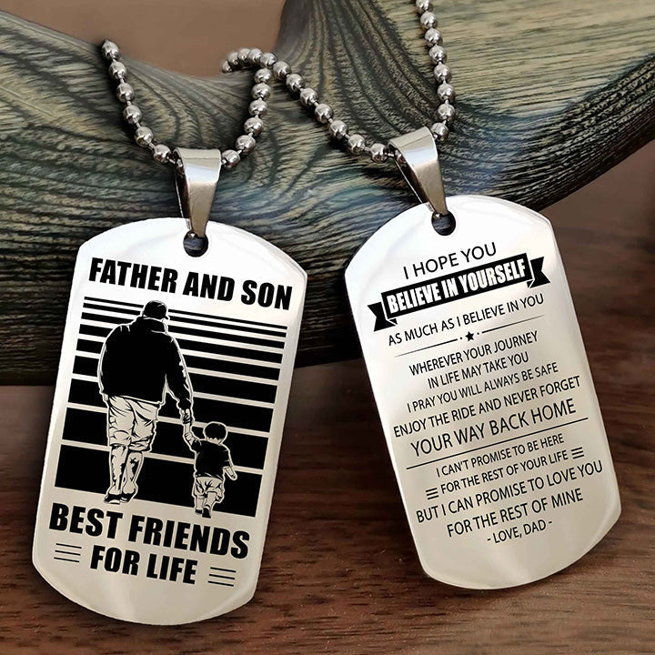 Samurai Personalized Double Sided Dog Tag Black To My Son I Love You - Enjoy The Ride And Never Forget Your Way Back Home From