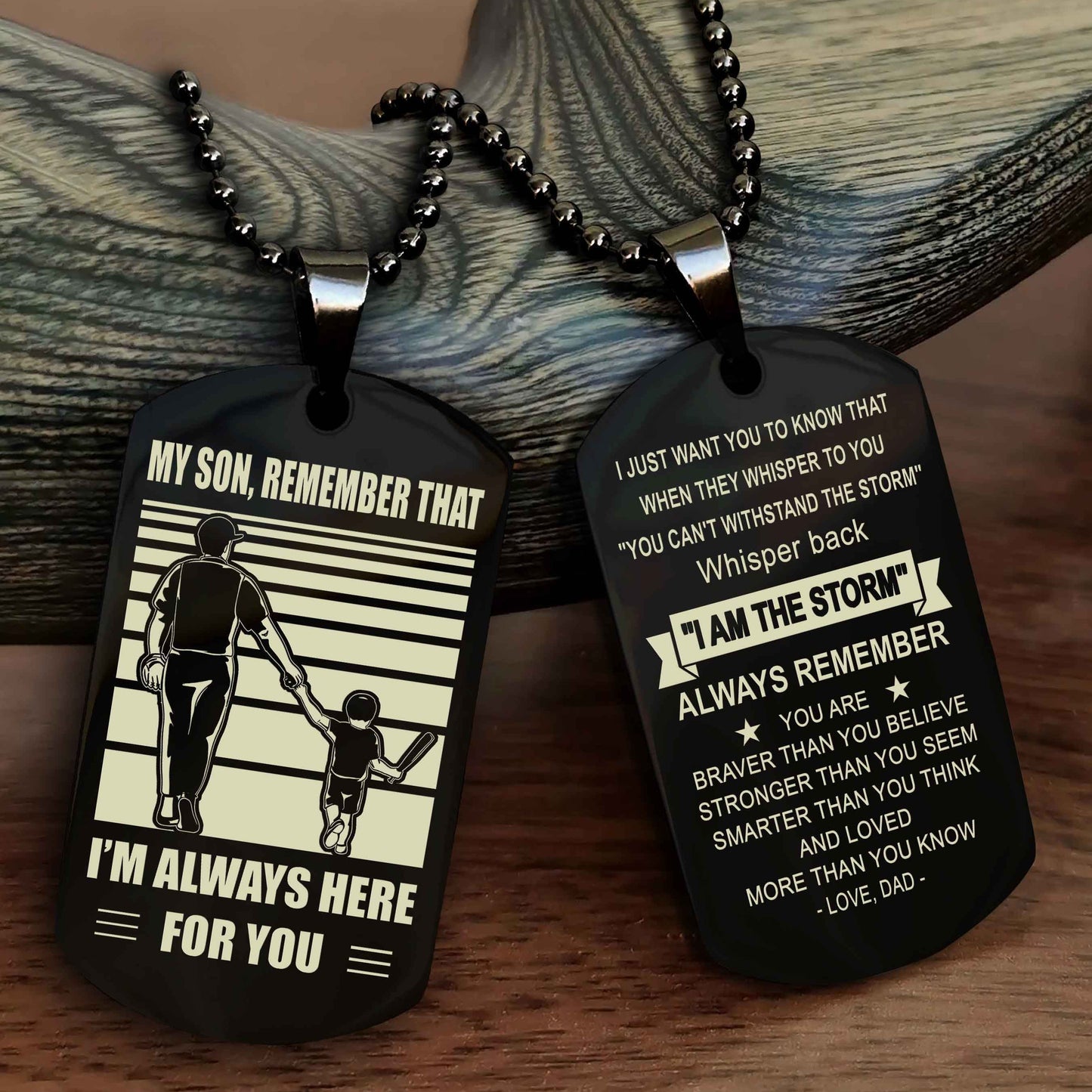 Biker Personalized Double Sided Dog Tag My Son Remember That I Will Always Here Whisper Back I Am The Storm