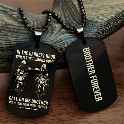 Samurai customizable engraved black dog tag double sided gift from brother, brother forevers