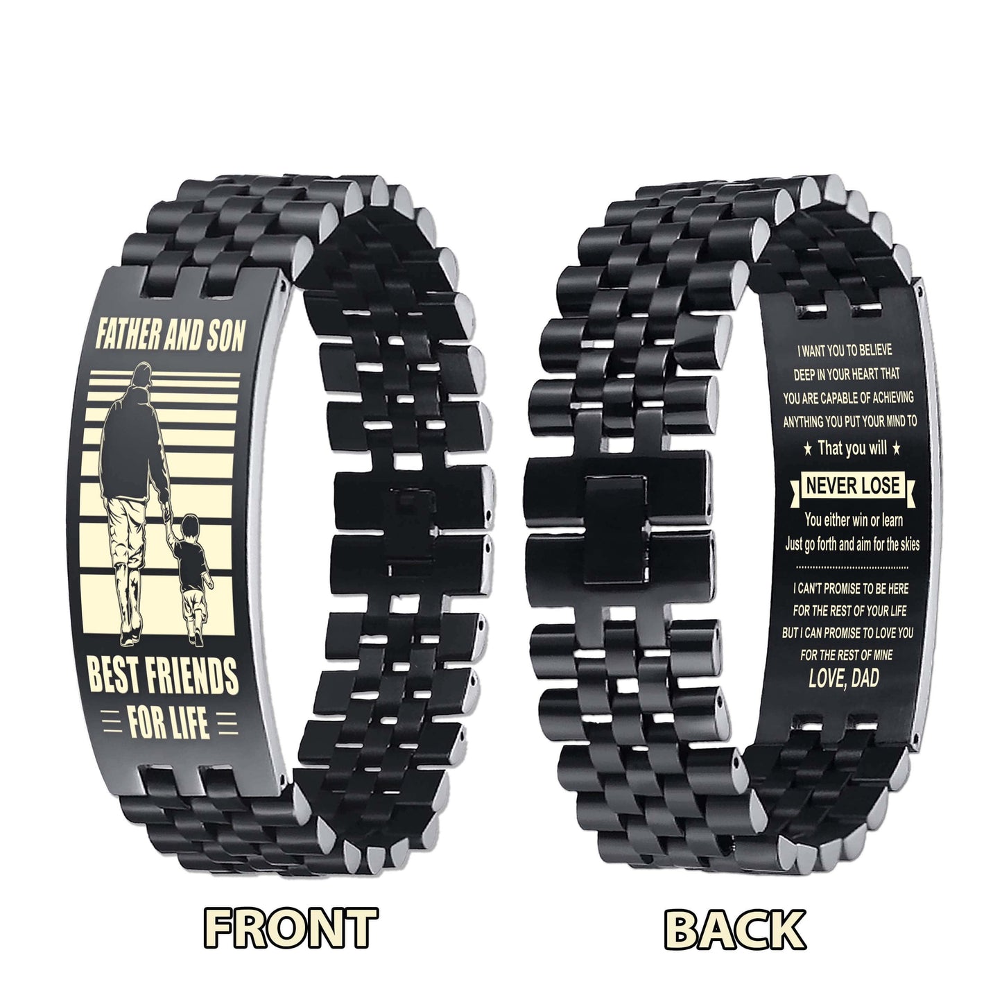 Samurai ANT Personalized Double Sided Bracelet Father And Son Best Friends For Life - Message on the back side