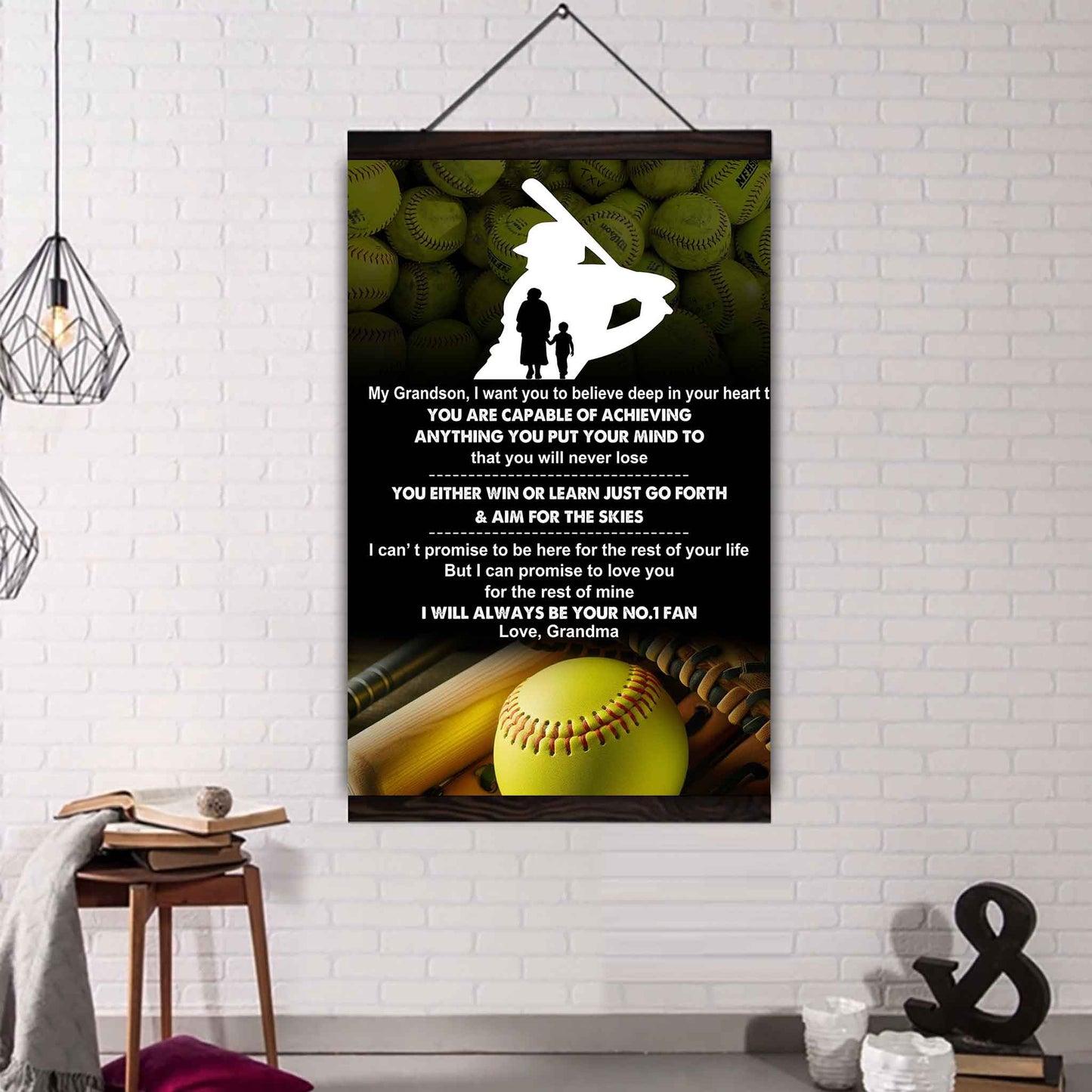 American Football Poster Canvas Grandma To Grandson - That You Will Never Lose You Either Win Or Learn I Will Always Your No 1 Fan