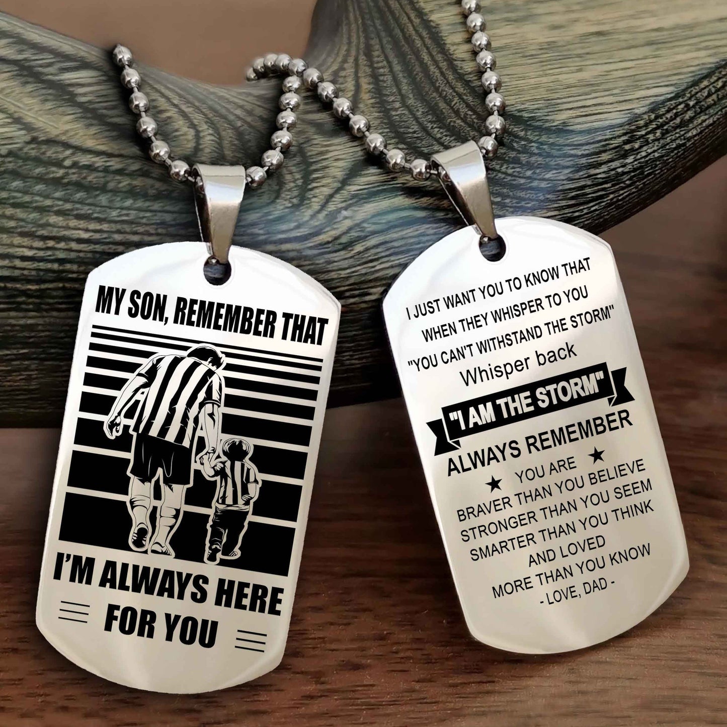 Samurai Personalized Double Sided Dog Tag My Son Remember That I Will Always Here Whisper Back I Am The Storm