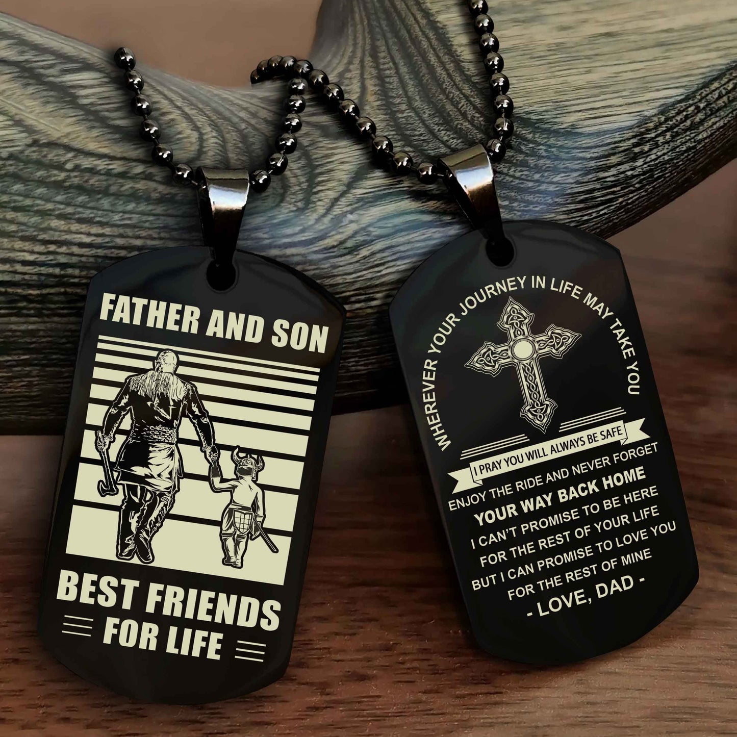 Samurai Cross Double Sided Dog Tag Father And Son Best Friend For Life - Gift For Son Never Forget Your Way Back Home