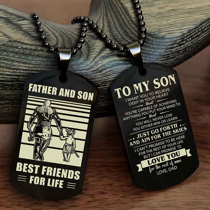 DRB Double Sided Dog Tag Father And Son Best Friend For Life - Gift For Son Just Go Forth And Aim For The Skies