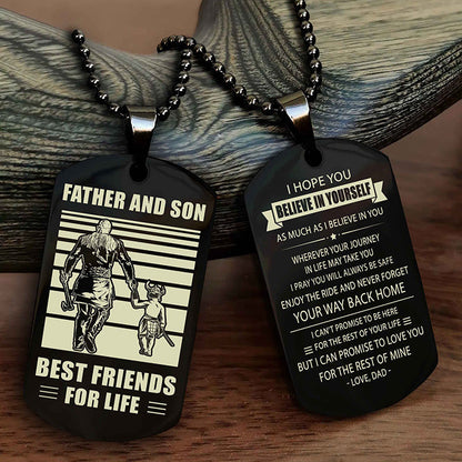 Samurai Personalized Double Sided Dog Tag Black To My Son I Love You - Enjoy The Ride And Never Forget Your Way Back Home From