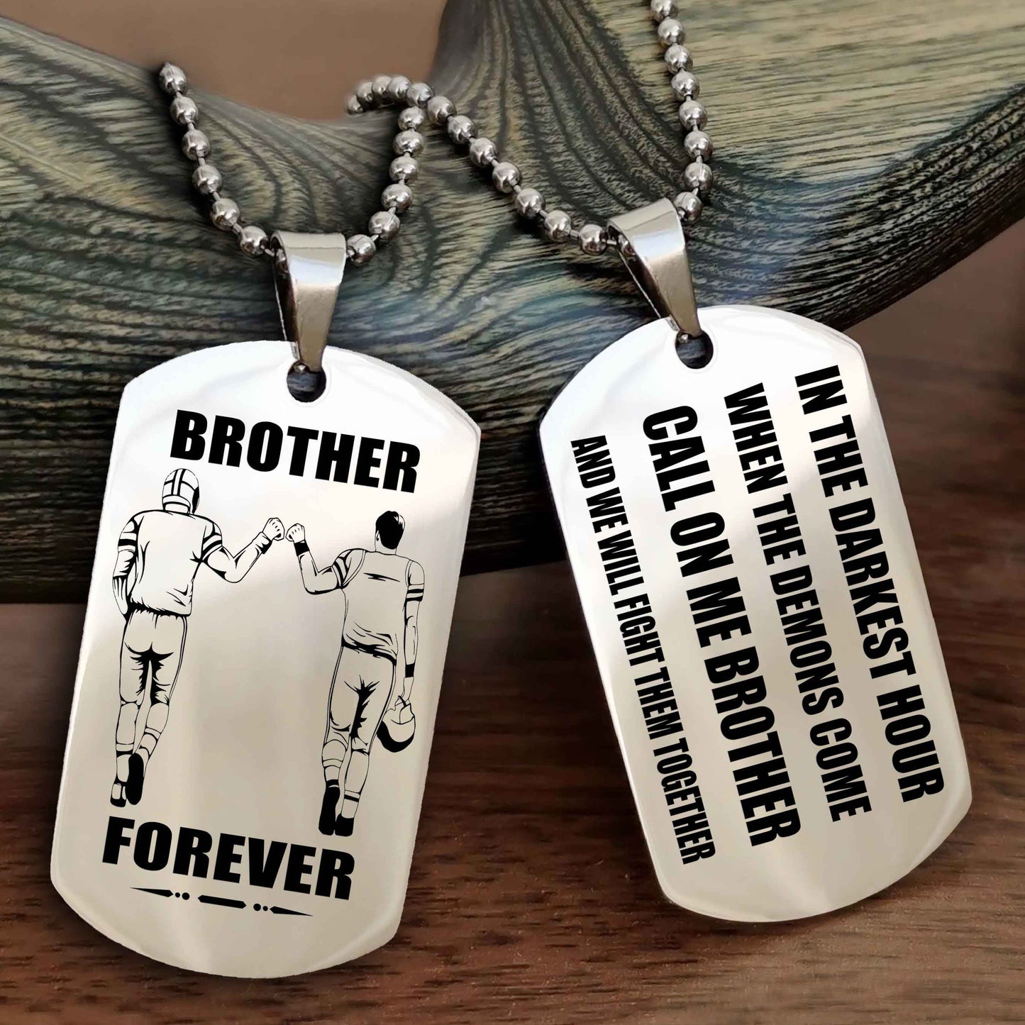 TWD Engraved Double Sided Dog Tag Call On Me Brother NAG Brothers Forever We Will Fight Them Together