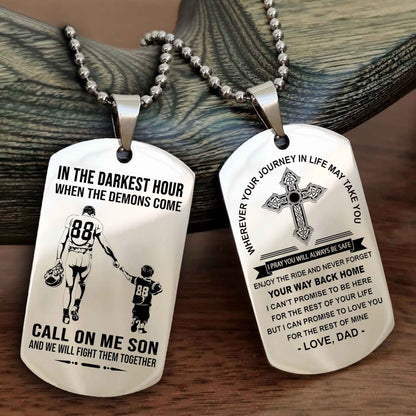DRB Double Sided Cross Dog Tag Call On Me Son - Gift For Son From Dad Your Way Back Home