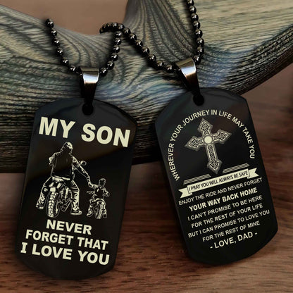Knight Templar Cross Double Sided Dog Tag To My Son Never Forget That I Love You - Gift For Son Never Forget Your Way Back Home