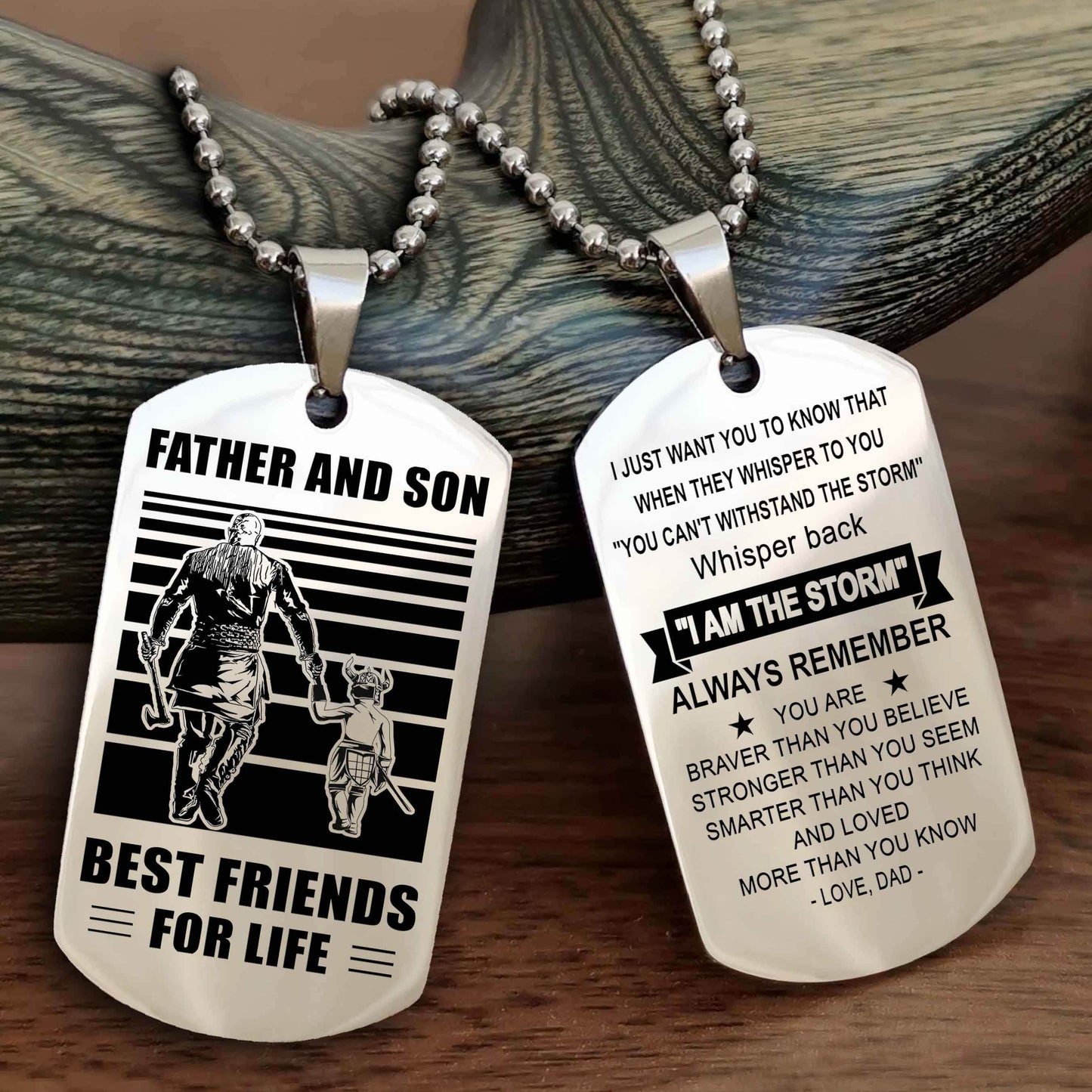 Cowboy Personalized Double Sided Dog Tag To My Son I Love You - Whisper Back I'm The Storm